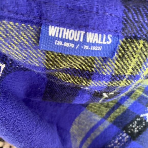 Without Walls Ikat Purple Plaid Flannel Hooded Overshirt NWTs size Large - Picture 10 of 13